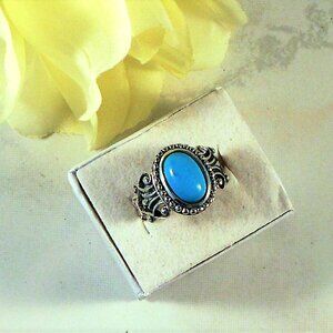 AVON Sterling Silver Ring With Simulated Turquoise US Size 8